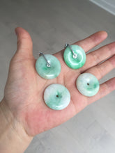 Load image into Gallery viewer, 26-28mm Type A 100% Natural sunny green yellow Jadeite Jade Safety Guardian Button donuts Pendant group BP96