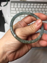 Load image into Gallery viewer, 56.4mm Type A 100% Natural Light Green/Gray/Black/Brown “Reed Flowers & Snow” Guatemala Slim Round Cut Jadeite Bangle PJ125-1413