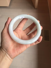 Load image into Gallery viewer, 74.5mm certified Type A 100% Natural light green white round cut plus size Jadeite Jade bangle BP171-(1257)