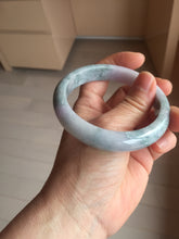Load image into Gallery viewer, 58.5mm certified 100% natural Type A light green/purple white Snowy Pine Forest jadeite jade bangle J125-3067