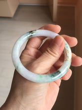 Load image into Gallery viewer, 53.5mm certified 100% natural Type A sunny green white purple carved and golden-painted round cut jadeite jade bangle PJ62