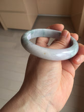 Load image into Gallery viewer, 58.5mm certified 100% natural Type A light green/purple white Snowy Pine Forest jadeite jade bangle J125-3067