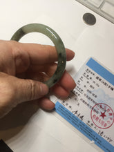 Load image into Gallery viewer, 54.5mm Certified type A 100% Natural light green dark green floating seaweed slim round cut Jadeite bangle PC59-6609