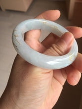 Load image into Gallery viewer, 53mm 100% natural Type A light green white carved and golden-painted jadeite jade bangle PJ61