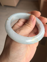 Load image into Gallery viewer, 53mm 100% natural Type A light green white carved and golden-painted jadeite jade bangle PJ61