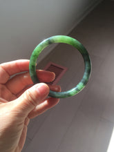 Load image into Gallery viewer, 57mm Certified 100% Natural Fresh Young Green/Dark Green/Black Green Ink Painting (绿水墨) Round Cut Nephrite (Wulanhai 乌兰海碧玉) Bangle HN151-7331