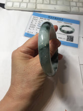 Load image into Gallery viewer, 56.4mm certified 100% natural Type A light green white with green floating flowers jadeite jade bangle BS123-7295
