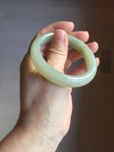 Load image into Gallery viewer, 51mm Certified 100% Natural icy waery light green/yellow/gray nephrite jade bangle HN37-3595