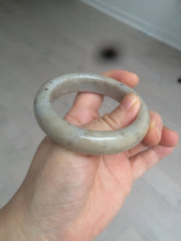 Load image into Gallery viewer, 52.8mm 100% Natural white/beige/gray with floating dandelions nephrite jade bangle HT96