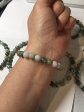 Load image into Gallery viewer, 6-8mm size 52-64mm 100% natural type A green/yellow/brown/black jadeite jade beads bracelet group BL133