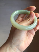 Load image into Gallery viewer, 51mm Certified 100% Natural icy waery light green/yellow/gray nephrite jade bangle HN37-3595