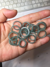 Load image into Gallery viewer, 13.3mm size 2 100% natural type A icy watery green/blue Guatemala square style jadeite jade pinky finger band ring/pendant group BS124