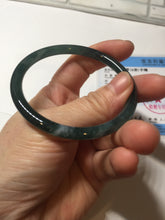 Load image into Gallery viewer, 55.6mm Certified Type A 100% Natural dark green/blue/gray Guatemala slim round cut Jadeite bangle PD20-4453