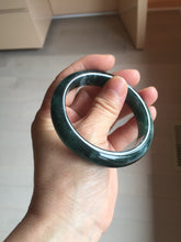 Load image into Gallery viewer, 56.4mm Certified Type A 100% Natural icy watery dark green/blue/gray/black Guatemala Jadeite bangle BH233-0257