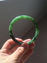 Load image into Gallery viewer, 58mm Certified 100% Natural Fresh Young Green/Dark Green/Black Green Ink Painting (绿水墨) Round Cut Nephrite (Wulanhai 乌兰海碧玉) Bangle HN150-7311
