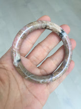 Load image into Gallery viewer, 52.8mm 100% natural fresh light pink/black round cut rose stone (Rhodonite)bangle XY104
