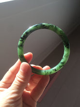 Load image into Gallery viewer, 58mm Certified 100% Natural Fresh Young Green/Dark Green/Black Green Ink Painting (绿水墨) Round Cut Nephrite (Wulanhai 乌兰海碧玉) Bangle HN150-7311
