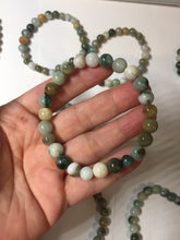 Load image into Gallery viewer, 6-8mm size 52-64mm 100% natural type A green/yellow/brown/black jadeite jade beads bracelet group BL133