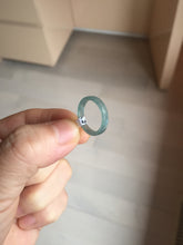 Load image into Gallery viewer, 13.3mm size 2 100% natural type A icy watery green/blue Guatemala square style jadeite jade pinky finger band ring/pendant group BS124