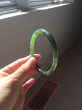 Load image into Gallery viewer, 55mm Certified 100% Natural Fresh Young Green/Dark Green/Black Green Ink Painting (绿水墨) Round Cut Nephrite (Wulanhai 乌兰海碧玉) Bangle HN149-7310