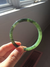 Load image into Gallery viewer, 55mm Certified 100% Natural Fresh Young Green/Dark Green/Black Green Ink Painting (绿水墨) Round Cut Nephrite (Wulanhai 乌兰海碧玉) Bangle HN149-7310