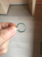 Load image into Gallery viewer, 13.3mm size 2 100% natural type A icy watery green/blue Guatemala square style jadeite jade pinky finger band ring/pendant group BS124