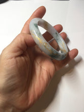 Load image into Gallery viewer, 55.6mm certified 100% natural Type A green white purple carved and golden-painted jadeite jade bangle BH140