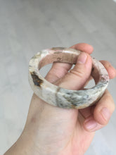 Load image into Gallery viewer, 53mm 100% natural pink/black time series(时光系列) square style rose stone (Rhodonite)square bangle XY103