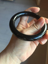 Load image into Gallery viewer, 56mm certified 100% Natural black meteorite chubby round cut nephrite bangle HN36-3600
