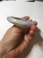 Load image into Gallery viewer, 55.6mm certified 100% natural Type A green white purple carved and golden-painted jadeite jade bangle BH140