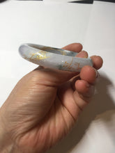Load image into Gallery viewer, 55.6mm certified 100% natural Type A green white purple carved and golden-painted jadeite jade bangle BH140