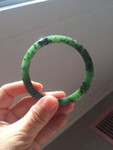 Load image into Gallery viewer, 58.1mm Certified 100% Natural Fresh Young Green/Dark Green/Black Green Ink Painting (绿水墨) Round Cut Nephrite (Wulanhai 乌兰海碧玉) Bangle HN148-7343