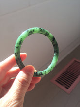 Load image into Gallery viewer, 58.1mm Certified 100% Natural Fresh Young Green/Dark Green/Black Green Ink Painting (绿水墨) Round Cut Nephrite (Wulanhai 乌兰海碧玉) Bangle HN148-7343