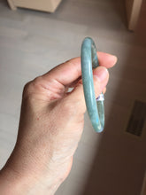 Load image into Gallery viewer, 55.1mm Type A 100% Natural Light Green/Gray/Black/Purple/Brown “Reed Flowers & Snow” Guatemala Slim Round Cut Jadeite Bangle PJ121-1419
