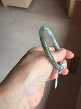 Load image into Gallery viewer, 55.1mm Type A 100% Natural Light Green/Gray/Black/Purple/Brown “Reed Flowers & Snow” Guatemala Slim Round Cut Jadeite Bangle PJ121-1419