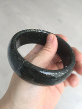 Load image into Gallery viewer, 61mm 100% Natural dark green/black meteorite Stellar Night sky broad style nephrite Jade bangle HF92-1032