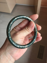 Load image into Gallery viewer, 60.5mm 100% Natural Dark Green/Black Meteorite Star Night Sky Galaxy Nephrite Bangle HT171-0553