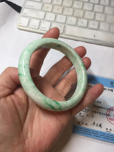 Load image into Gallery viewer, 56mm certified 100% natural Type A sunny green white jadeite bangle PD149-6261