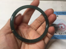 Load image into Gallery viewer, 60mm Certified Type A 100% Natural dark green/blue/gray Guatemala slim round cut Jadeite bangle PD24-3854