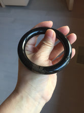 Load image into Gallery viewer, 56mm certified 100% Natural black meteorite chubby round cut nephrite bangle HN36-3600