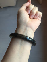 Load image into Gallery viewer, 56mm certified 100% Natural black meteorite chubby round cut nephrite bangle HN36-3600
