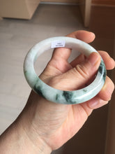 Load image into Gallery viewer, 60.5mm Type A 100% Natural sunny green/light white/purple chubby Jadeite Jade bangle with defects PJ60-1265