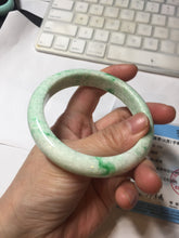 Load image into Gallery viewer, 56mm certified 100% natural Type A sunny green white jadeite bangle PD149-6261