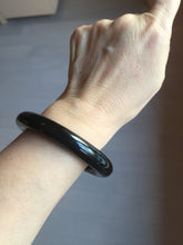 Load image into Gallery viewer, 56mm certified 100% Natural black meteorite chubby round cut nephrite bangle HN36-3600