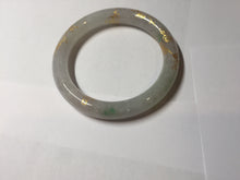 Load image into Gallery viewer, 53.3mm certified 100% natural Type A sunny green white carved and golden-painted jadeite jade bangle PF75