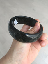 Load image into Gallery viewer, 61mm 100% Natural dark green/black meteorite Stellar Night sky broad style nephrite Jade bangle HF92-1032