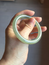 Load image into Gallery viewer, 52.5mm Certified 100% Natural icy waery light green/yellow/gray round cut nephrite jade bangle HN35-3599