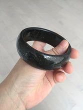 Load image into Gallery viewer, 61mm 100% Natural dark green/black meteorite Stellar Night sky broad style nephrite Jade bangle HF92-1032