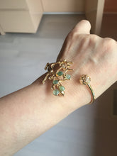 Load image into Gallery viewer, Size 50-64mm Alloy deer with 100% natural type A jadeite jade cabochon beads open Cuff bracelet PA64