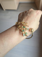 Load image into Gallery viewer, Size 50-64mm Alloy deer with 100% natural type A jadeite jade cabochon beads open Cuff bracelet PA64